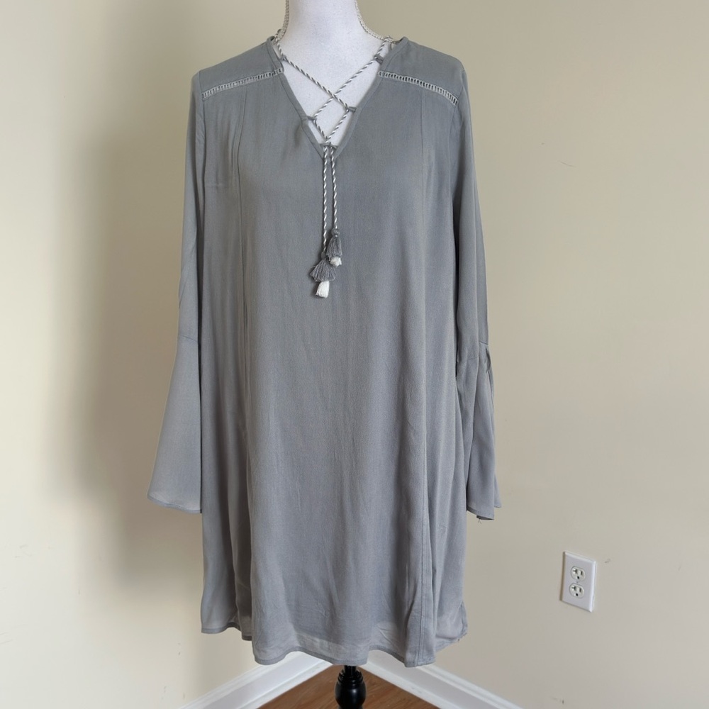 Crescent || Woman bohemian boho Gray Tunic Top mini dress Sz M